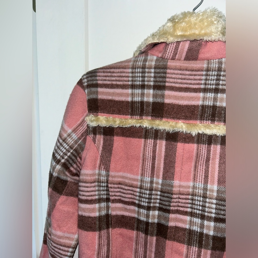 vintage Guess jeans wool blend plaid bomber coat with sherpa accents sz M EUC LN - Picture 13 of 15